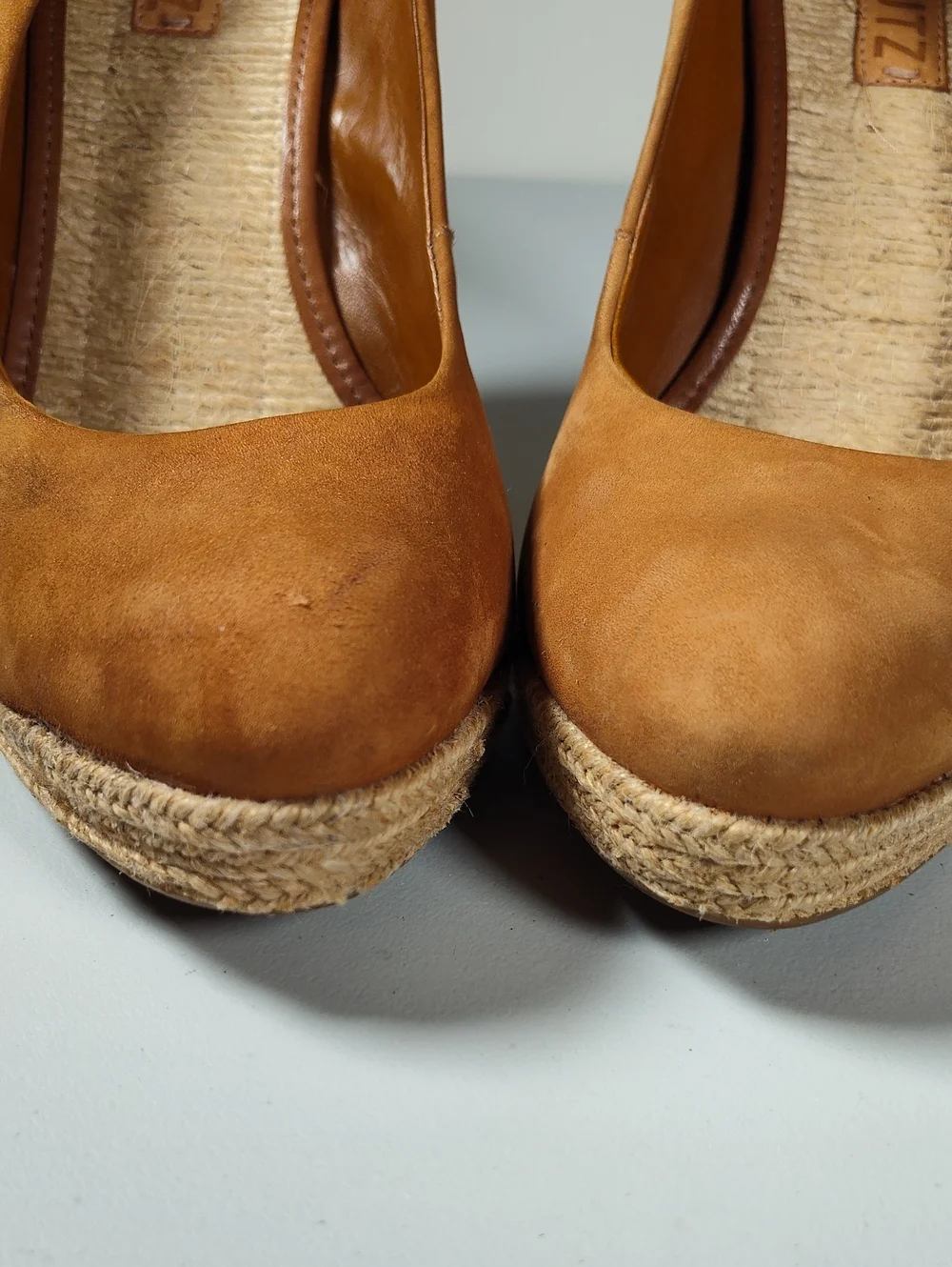 Schutz Ciara brown suede‎ high heel espadrille wedges 9
